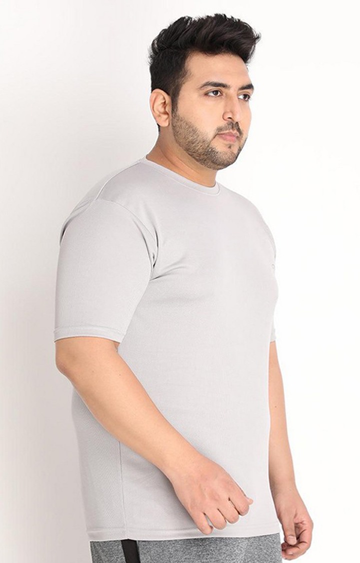 Men's Grey Solid Polyester Activewear T-Shirt