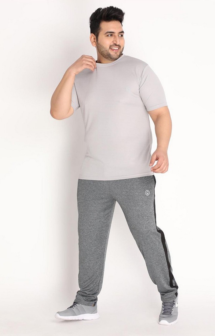 Men's Grey Solid Polyester Activewear T-Shirt