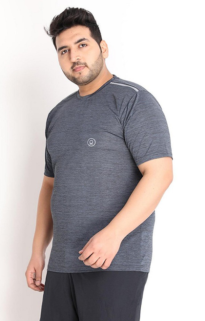 Men's Grey Melange Textured Polyester Activewear T-Shirt