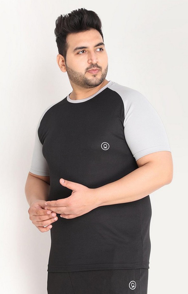 Men's Black Solid Polyester Activewear T-Shirt