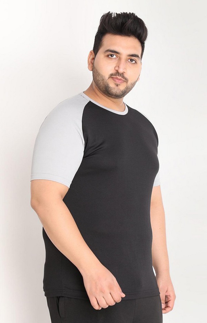 Men's Black Solid Polyester Activewear T-Shirt