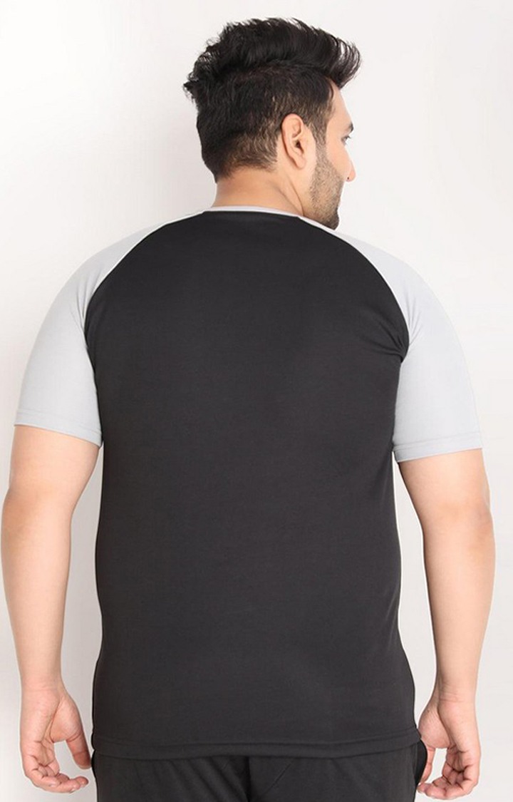 Men's Black Solid Polyester Activewear T-Shirt