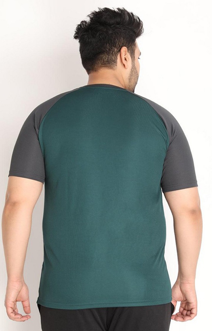 Men's Green Solid Polyester Activewear T-Shirt