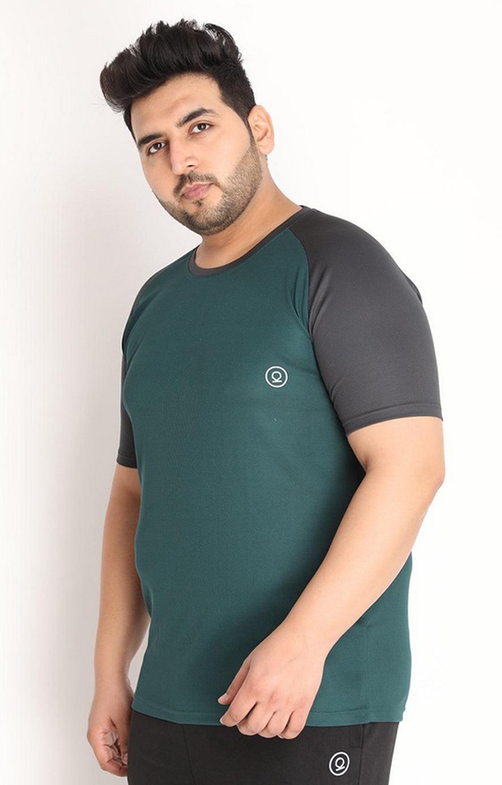 Men's Green Solid Polyester Activewear T-Shirt