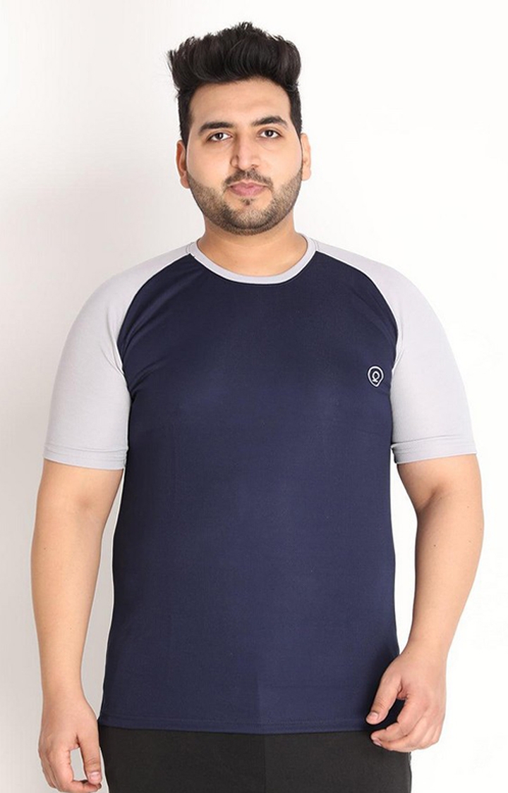 CHKOKKO | Men's Navy Blue Solid Polyester Activewear T-Shirt