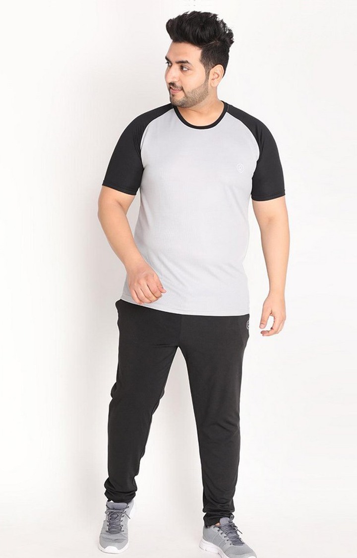 Men's Grey Solid Polyester Activewear T-Shirt