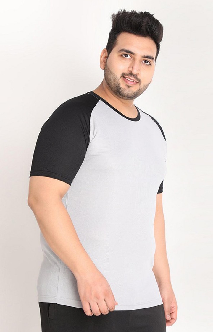 Men's Grey Solid Polyester Activewear T-Shirt