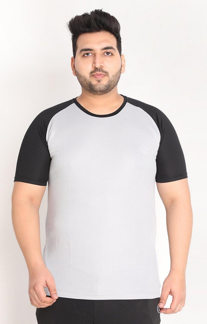 CHKOKKO | Men's Grey Solid Polyester Activewear T-Shirt