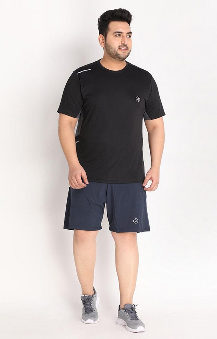 Men's Black Solid Polyester Activewear T-Shirt