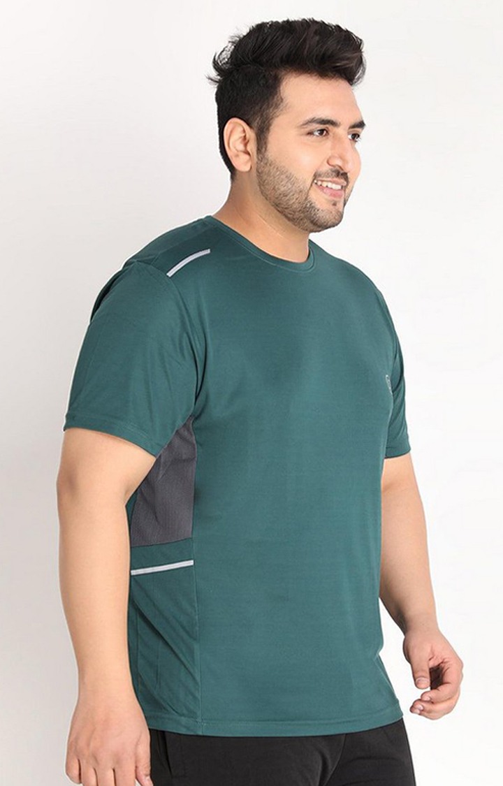 Men's Green Solid Polyester Activewear T-Shirt