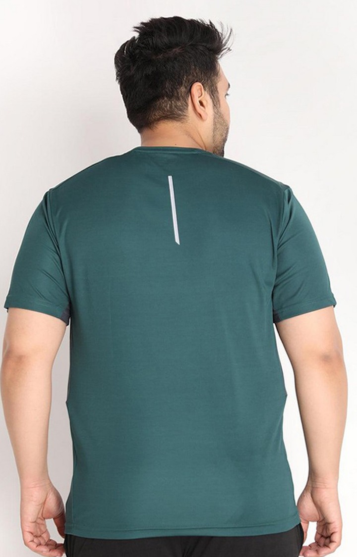 Men's Green Solid Polyester Activewear T-Shirt