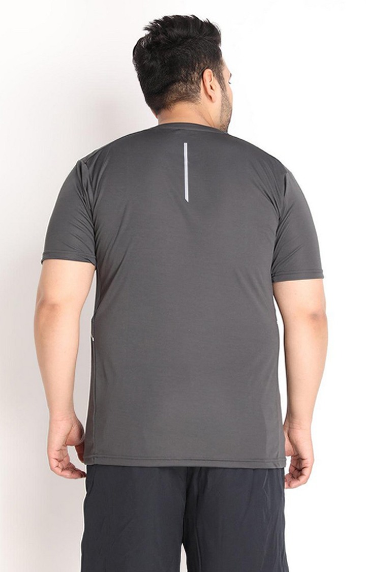 Men's Grey Solid Polyester Activewear T-Shirt