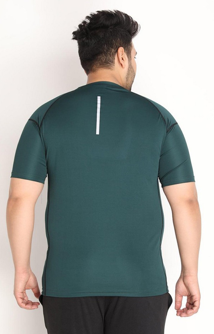 Men's Green Solid Polyester Activewear T-Shirt