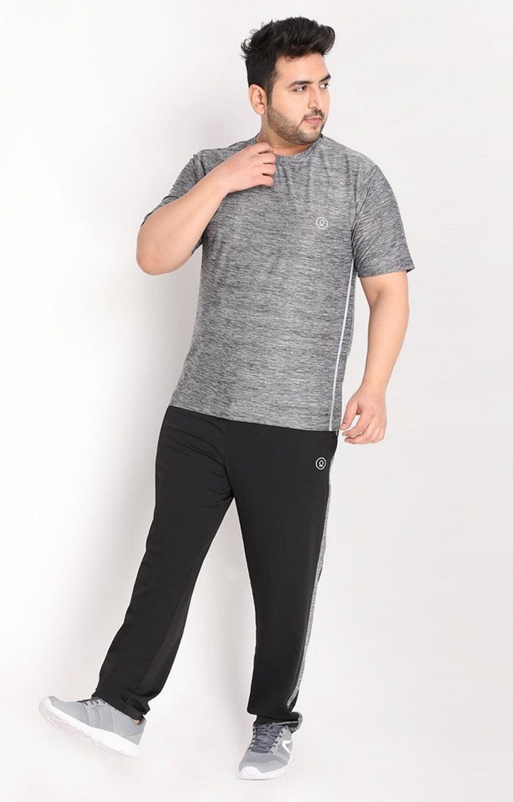 Men's Grey Melange Textured Polyester Activewear T-Shirt