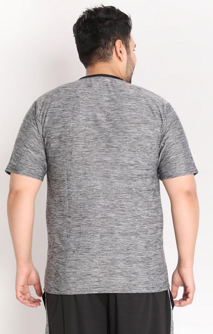 Men's Grey Melange Textured Polyester Activewear T-Shirt