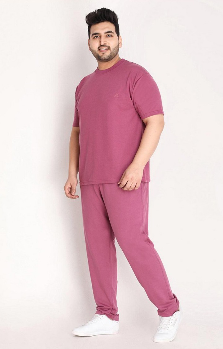 Men's Pink Solid Cotton Co-ords