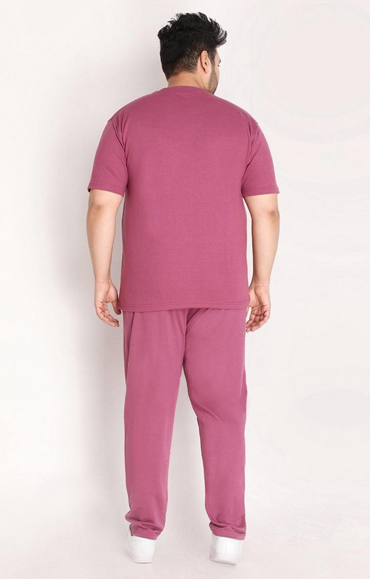 Men's Pink Solid Cotton Co-ords