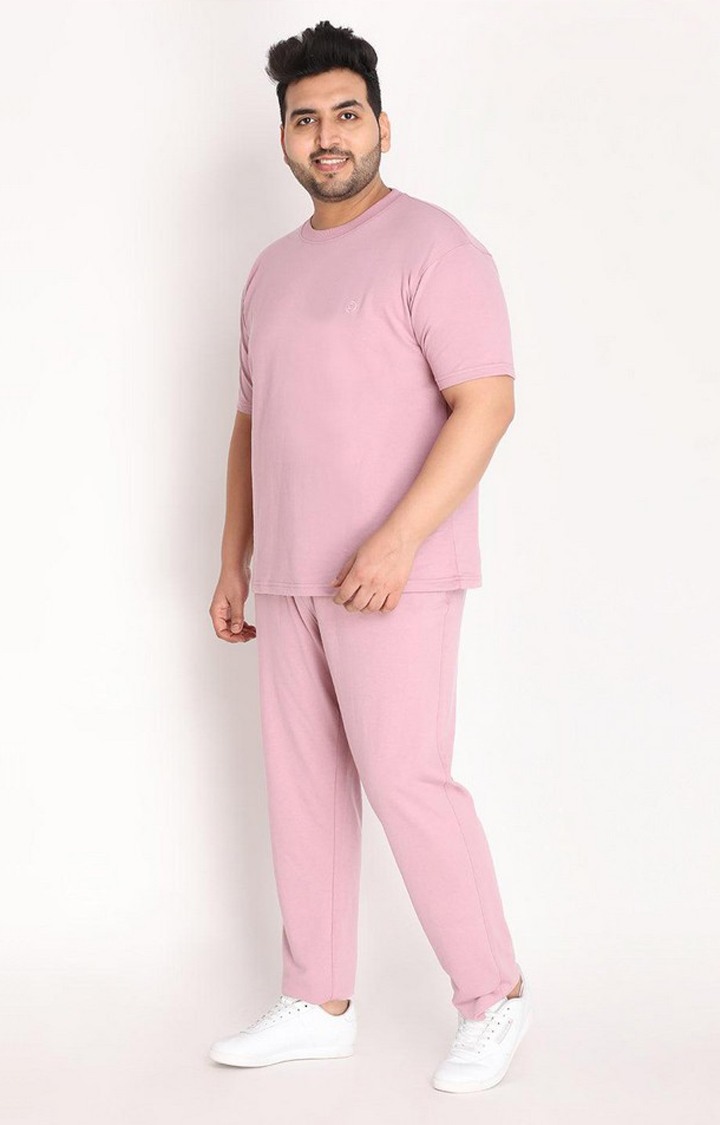 Men's Pink Solid Cotton Co-ords