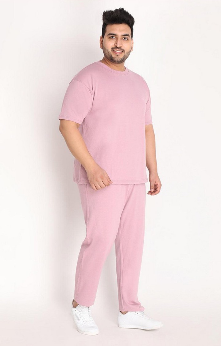 Men's Pink Solid Cotton Co-ords