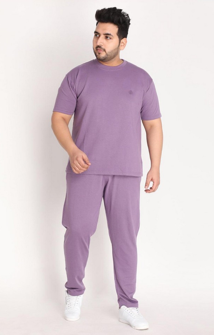 CHKOKKO | Men's Purple Solid Cotton Co-ords