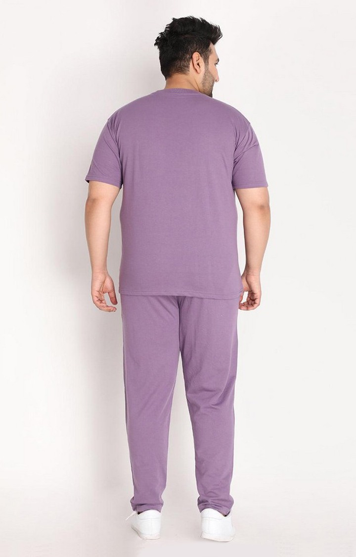 Men's Purple Solid Cotton Co-ords