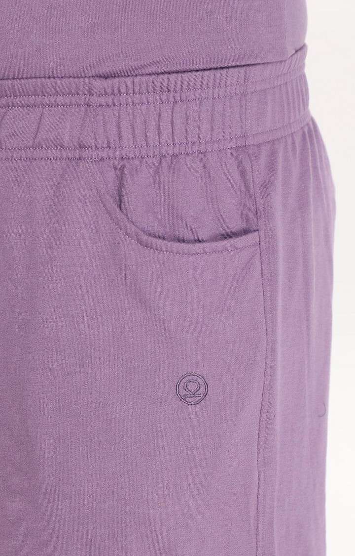 Men's Purple Solid Cotton Co-ords