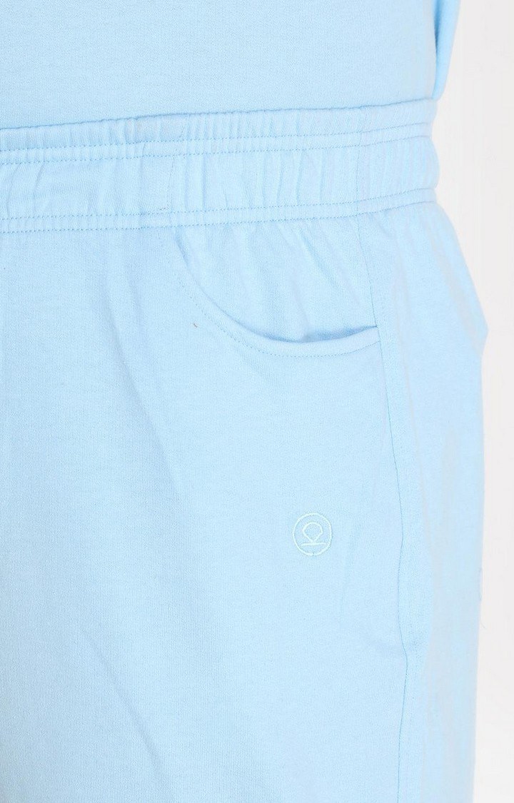 Men's Blue  Solid Cotton Co-ords