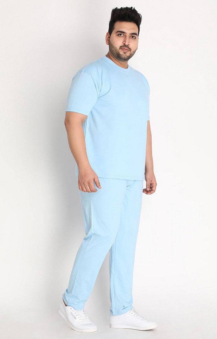 Men's Blue  Solid Cotton Co-ords