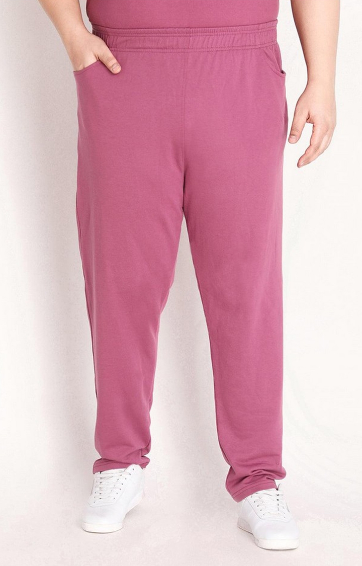 Men's Pink Solid Cotton Trackpant