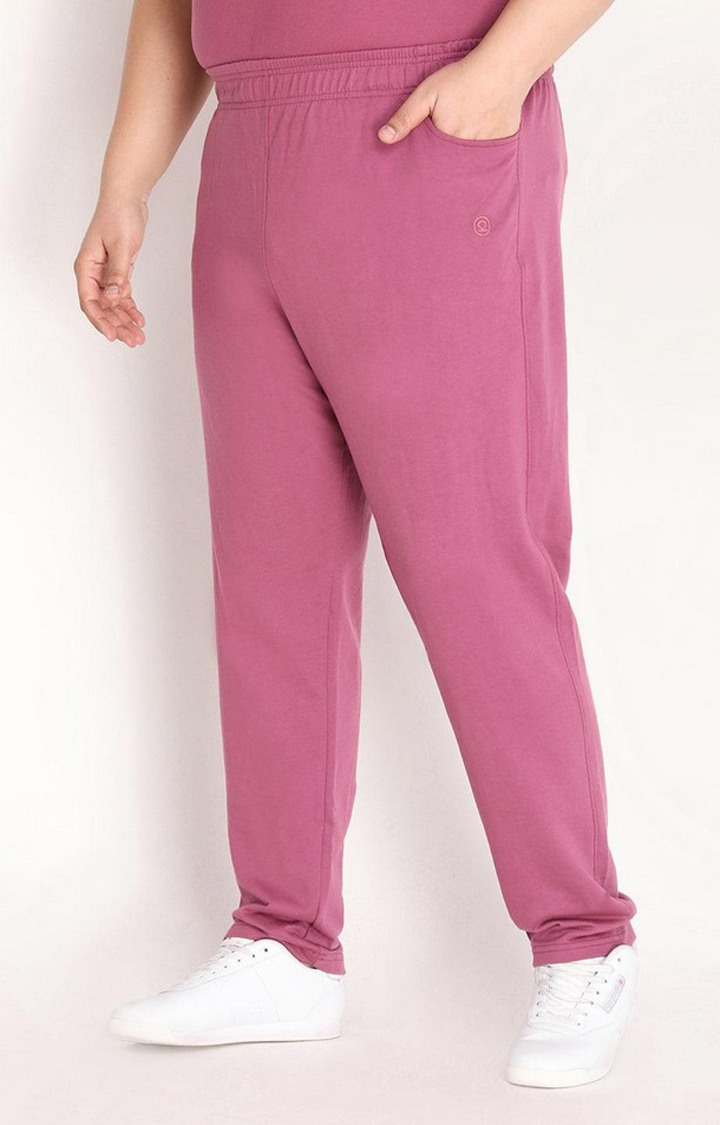 Men's Pink Solid Cotton Trackpant