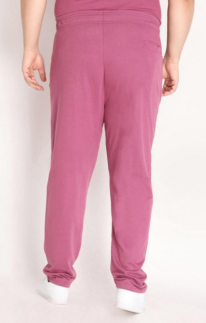 Men's Pink Solid Cotton Trackpant