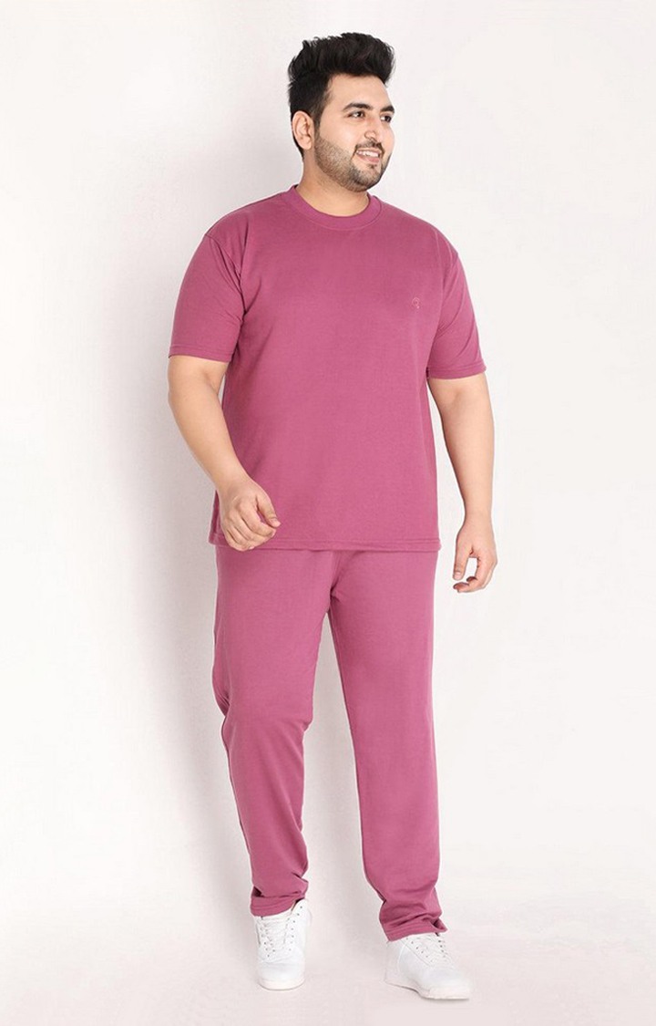 Men's Pink Solid Cotton Trackpant