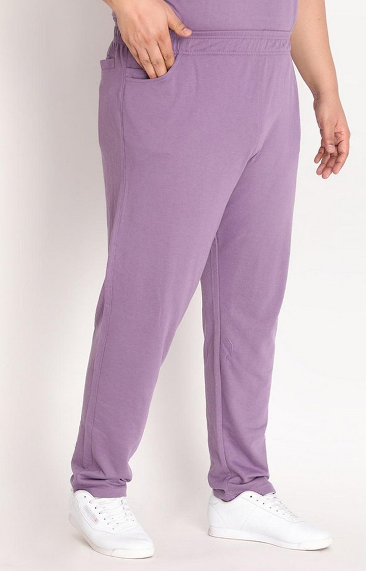 Men's Purple Solid Cotton Trackpant