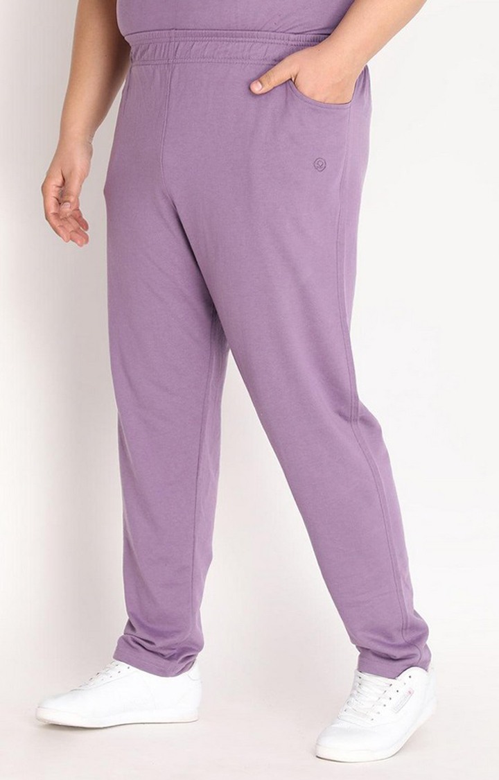 Men's Purple Solid Cotton Trackpant
