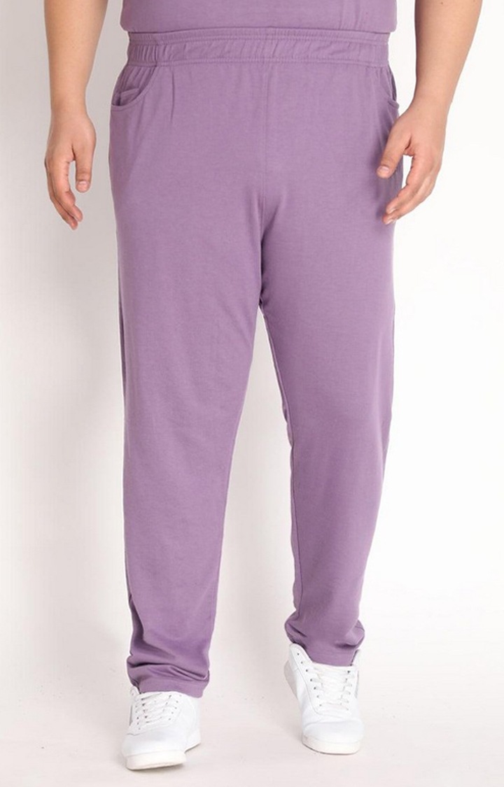 Men's Purple Solid Cotton Trackpant