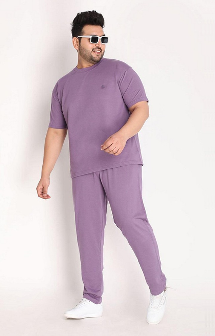Men's Purple Solid Cotton Trackpant