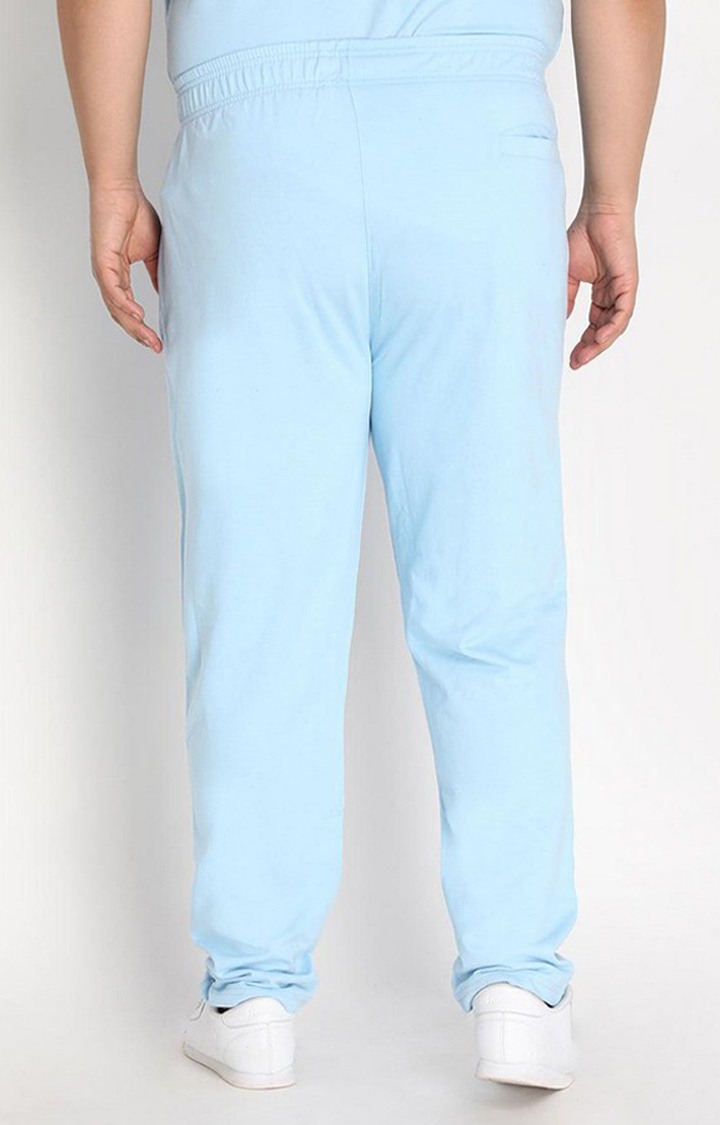 Men's Sky Blue Solid Cotton Trackpant