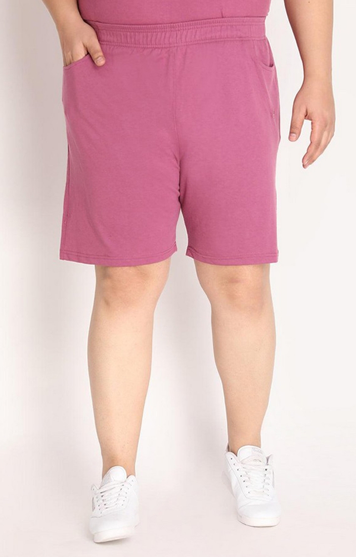 CHKOKKO | Men's Pink Solid Cotton Activewear Shorts