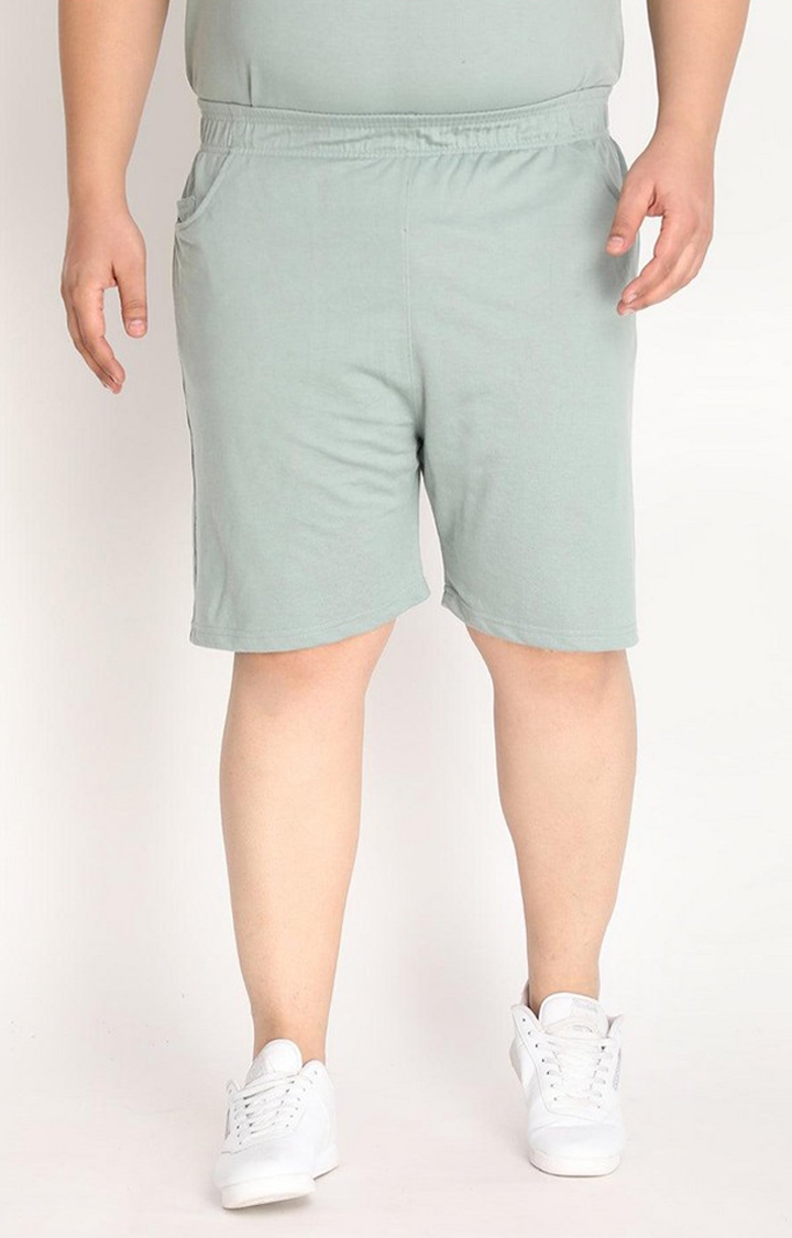 Men's Green Solid Cotton Activewear Shorts