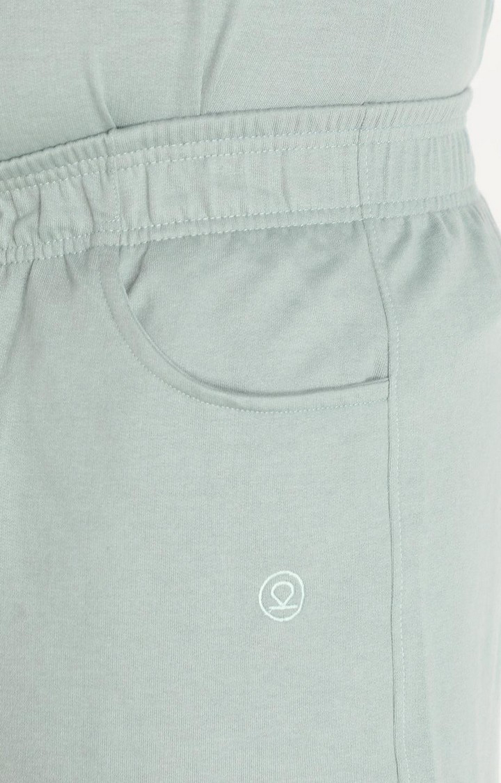 Men's Green Solid Cotton Activewear Shorts