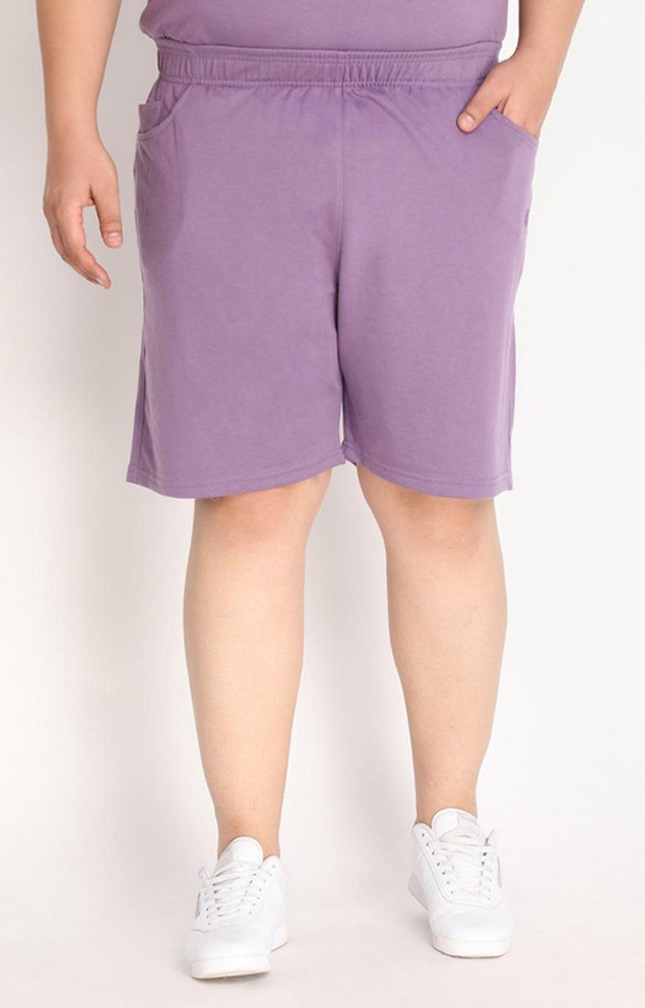 Men's Purple Solid Cotton Activewear Shorts
