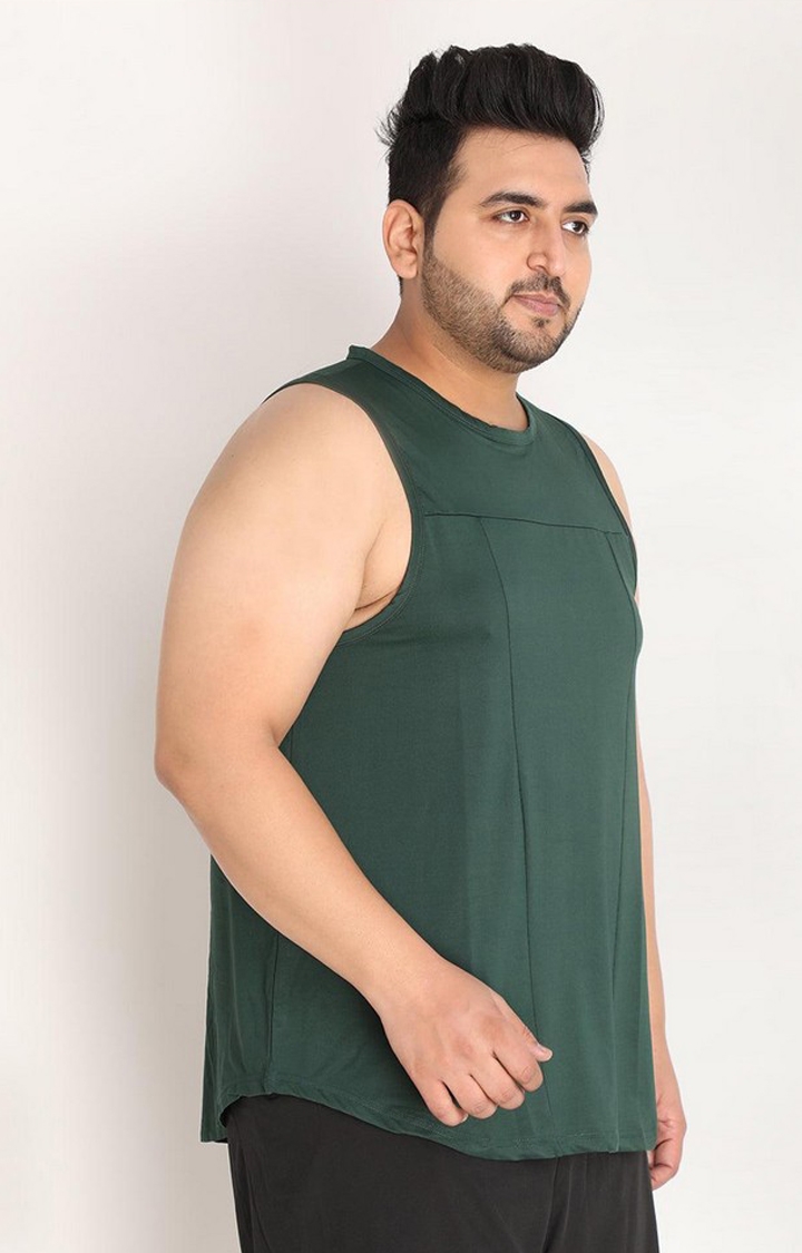 Men's Bottle Green Solid Polyester Vest
