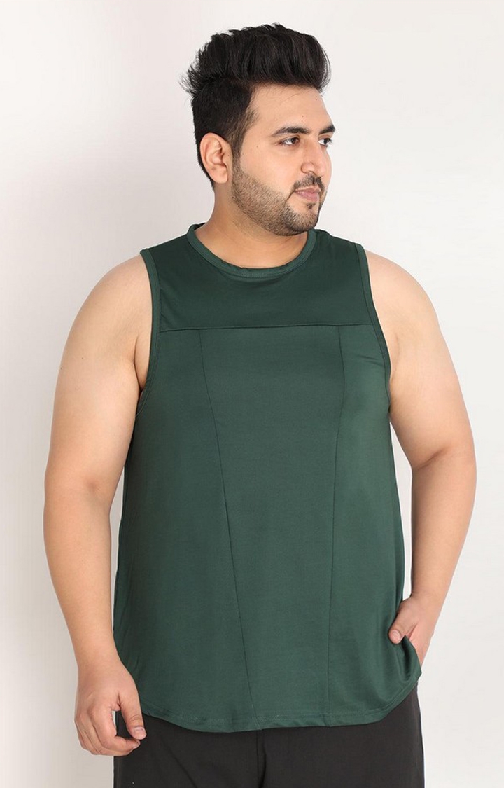 CHKOKKO | Men's Bottle Green Solid Polyester Vest
