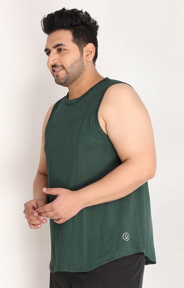 Men's Bottle Green Solid Polyester Vest