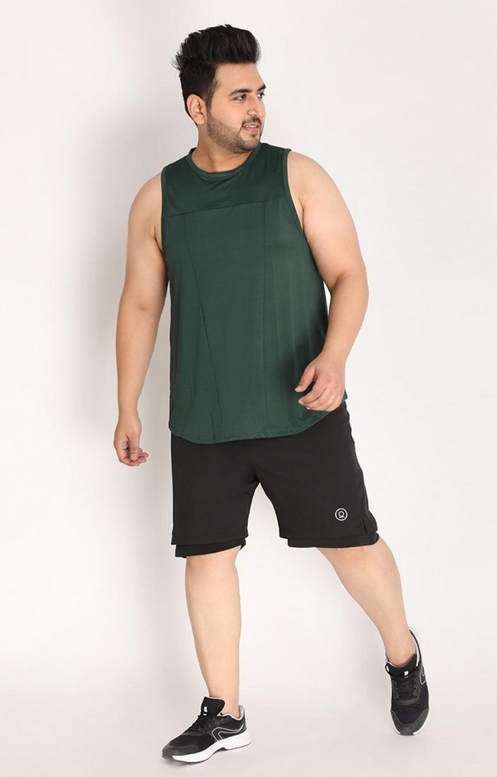 Men's Bottle Green Solid Polyester Vest