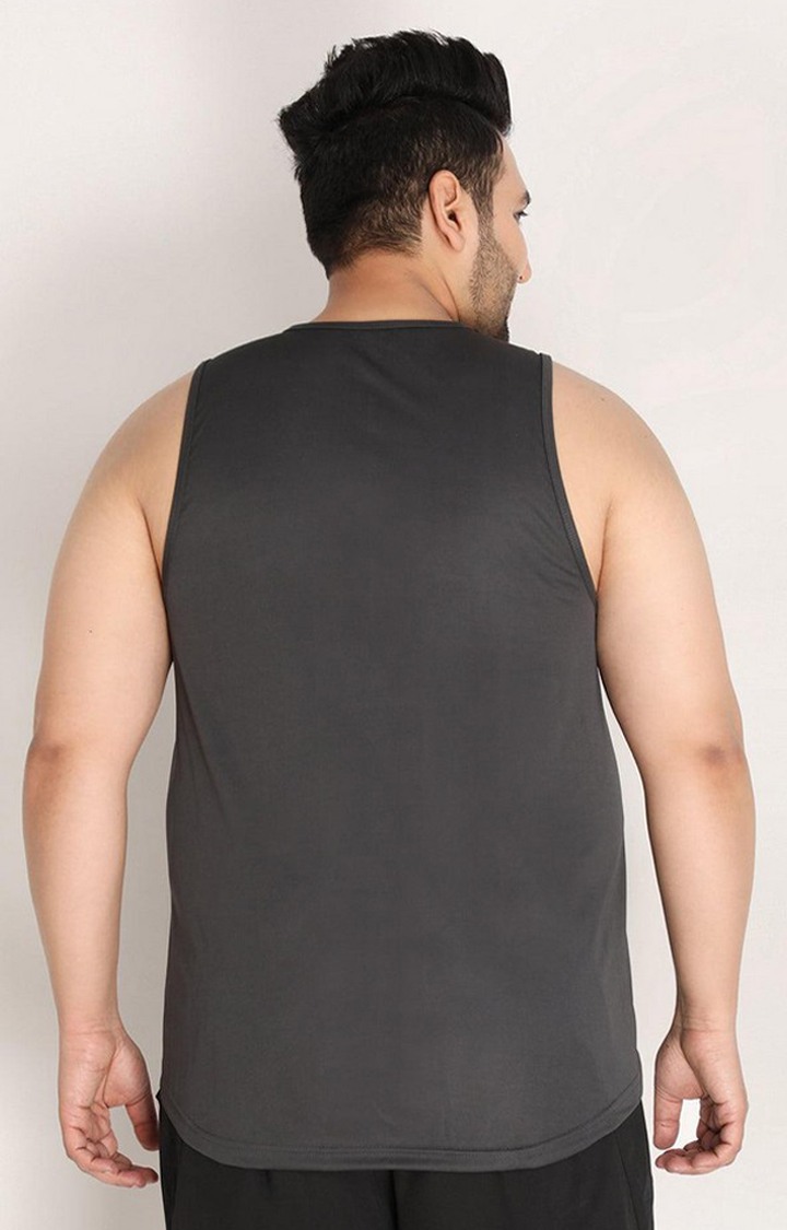 Men's Dark Grey Solid Polyester Vest