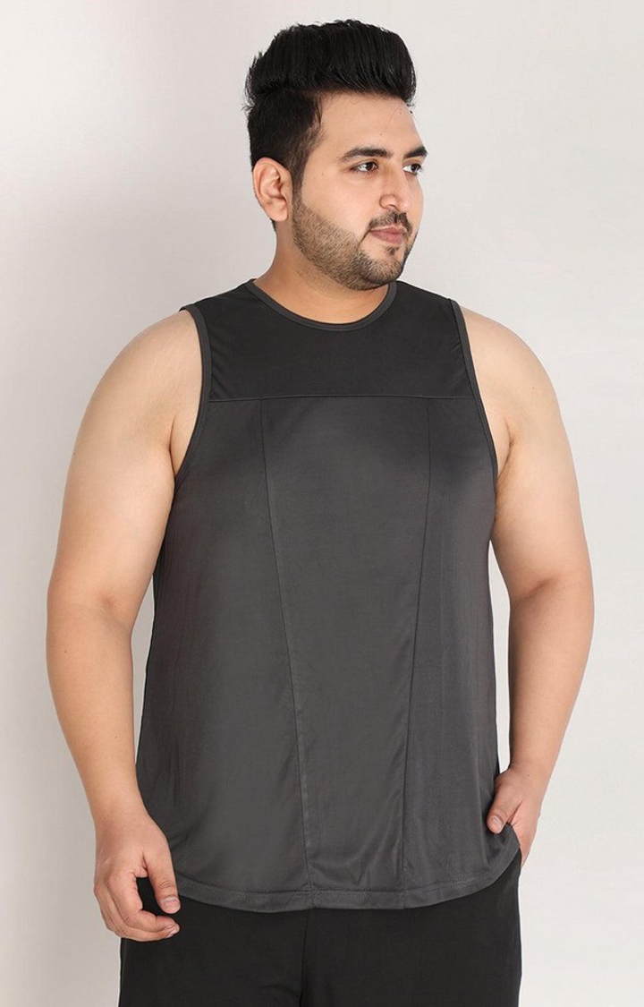 CHKOKKO | Men's Dark Grey Solid Polyester Vest