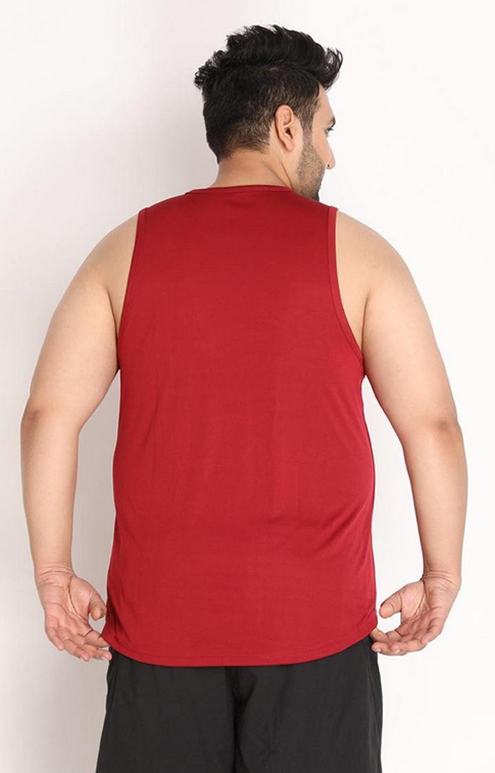 Men's Red Solid Polyester Vest