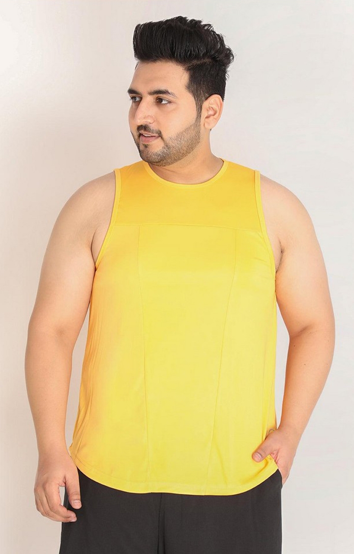 Men's Mustard Yellow Solid Polyester Vest