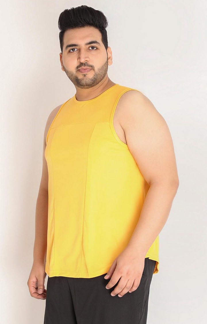 Men's Mustard Yellow Solid Polyester Vest